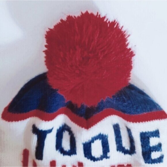 LULULEMON Iconic Vintage "Cheer Me On" Red/Blue Olimpic Ski Beanie Toque - Picture 6 of 10